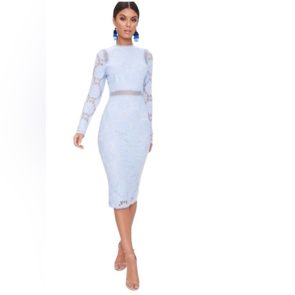 PrettyLittleThing Dresses & Skirts - Elegant Light Blue Lace Dress